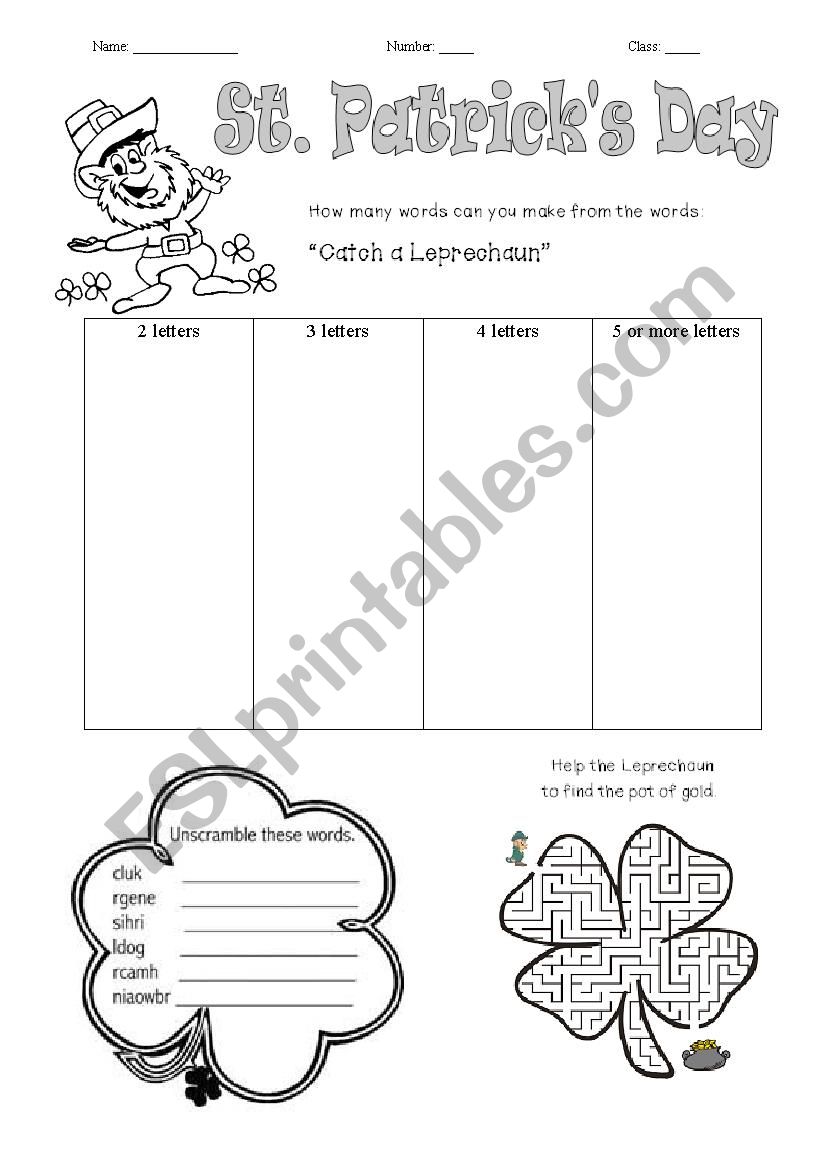 St. Patricks Day  worksheet