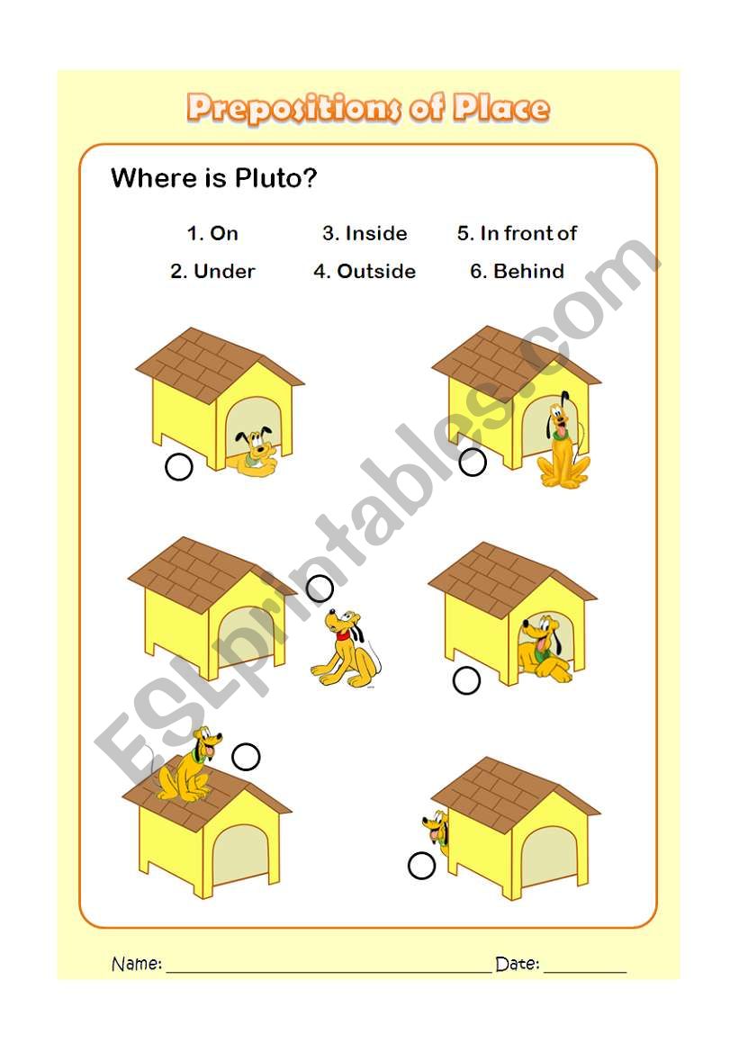 Prepositions of Place (2) worksheet