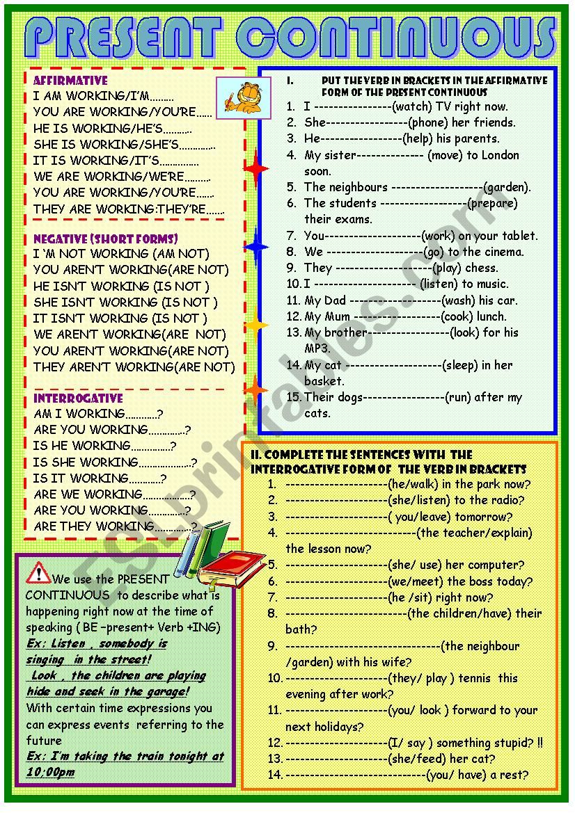 Present continuous : practice worksheet