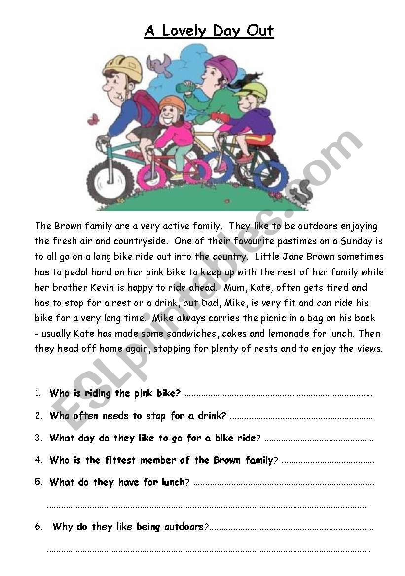 A Lovely Day Out - ESL worksheet by sherbert