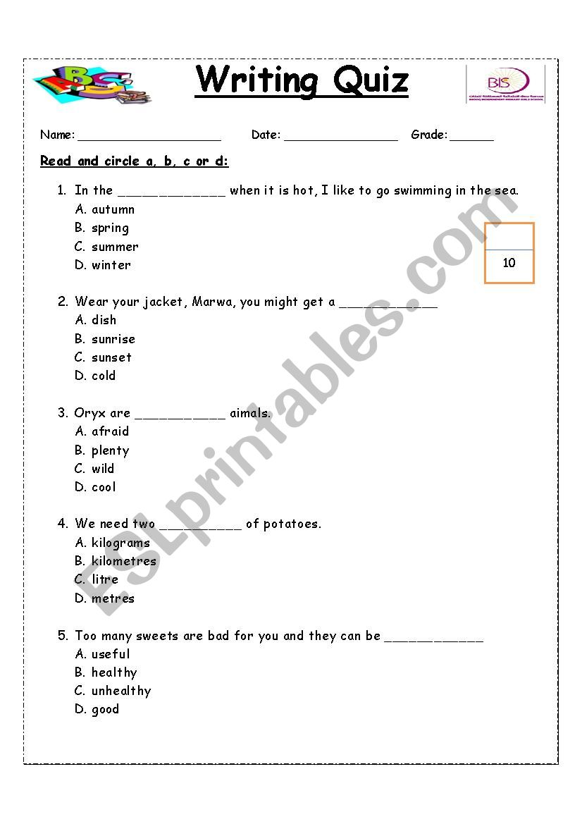 Writing mechanics worksheet