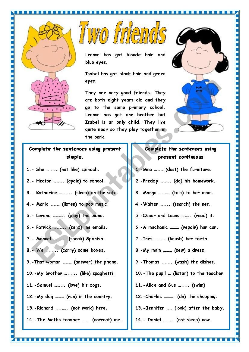 TWO FRIENDS worksheet