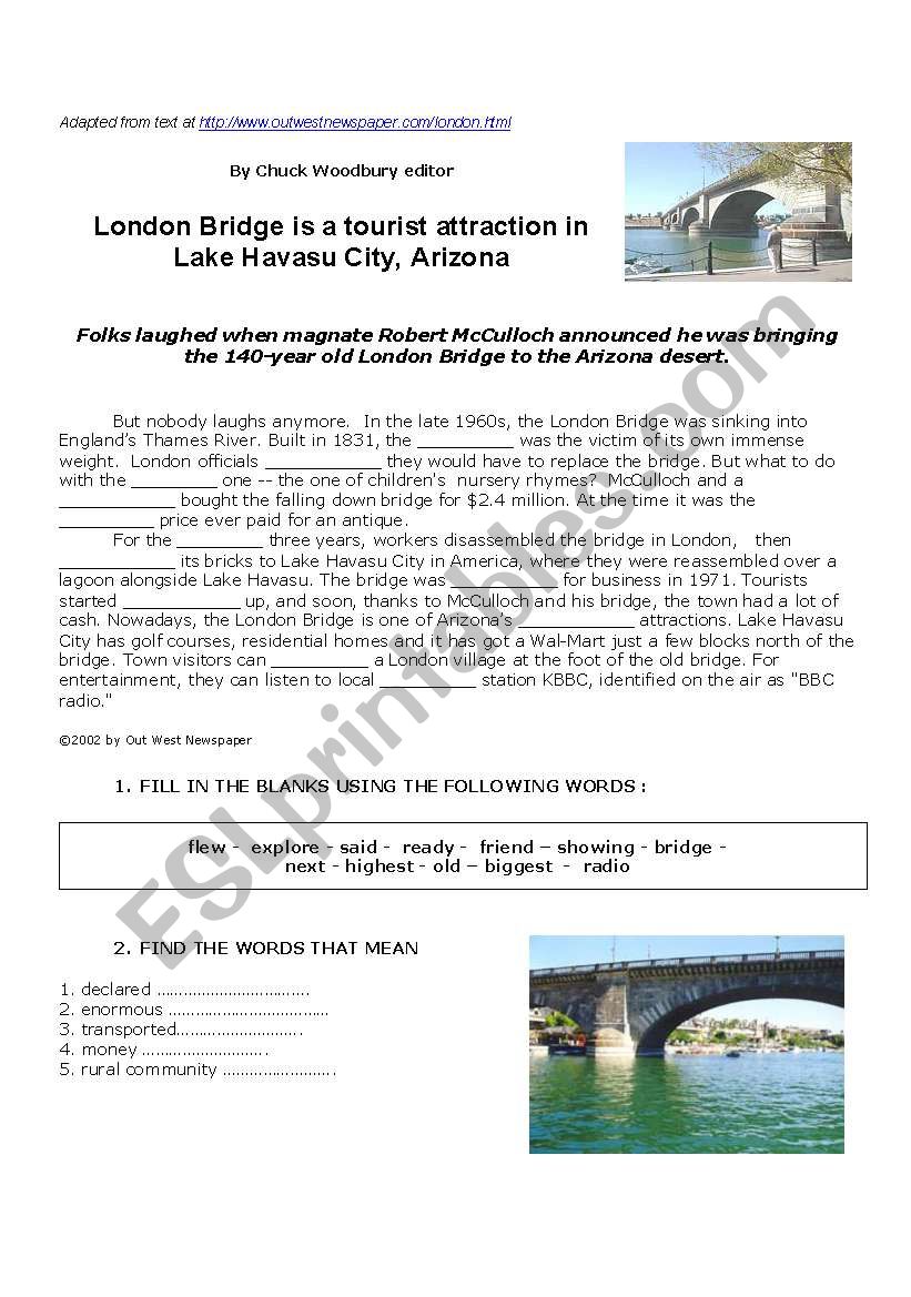 London Bridge worksheet