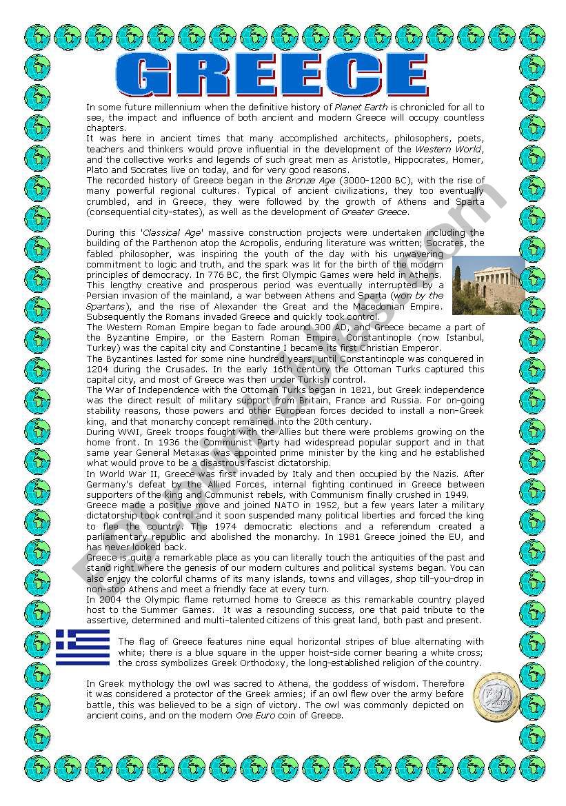 GREECE worksheet