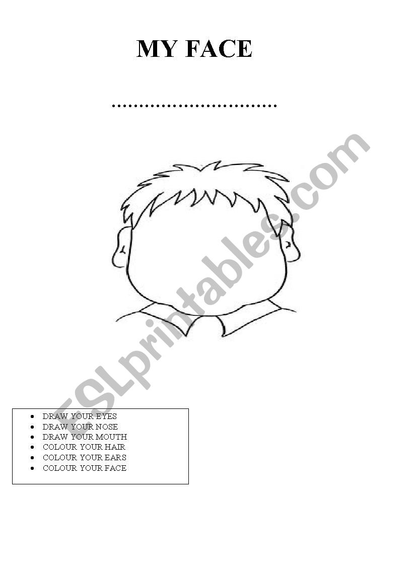 my face worksheet