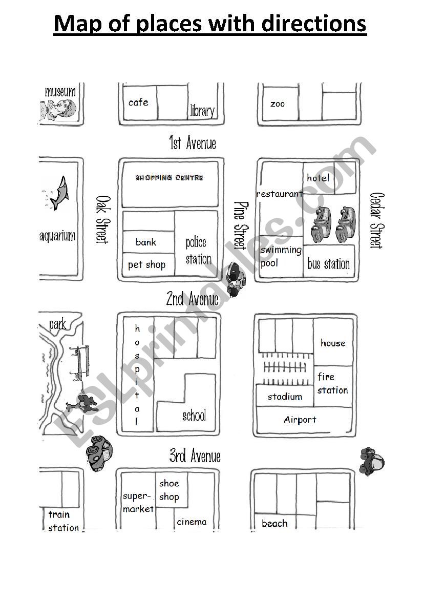 Directions and places worksheet