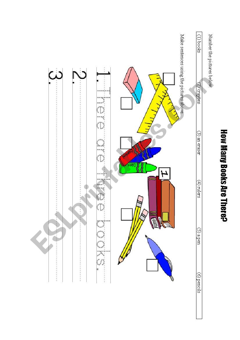 School supplies worksheet