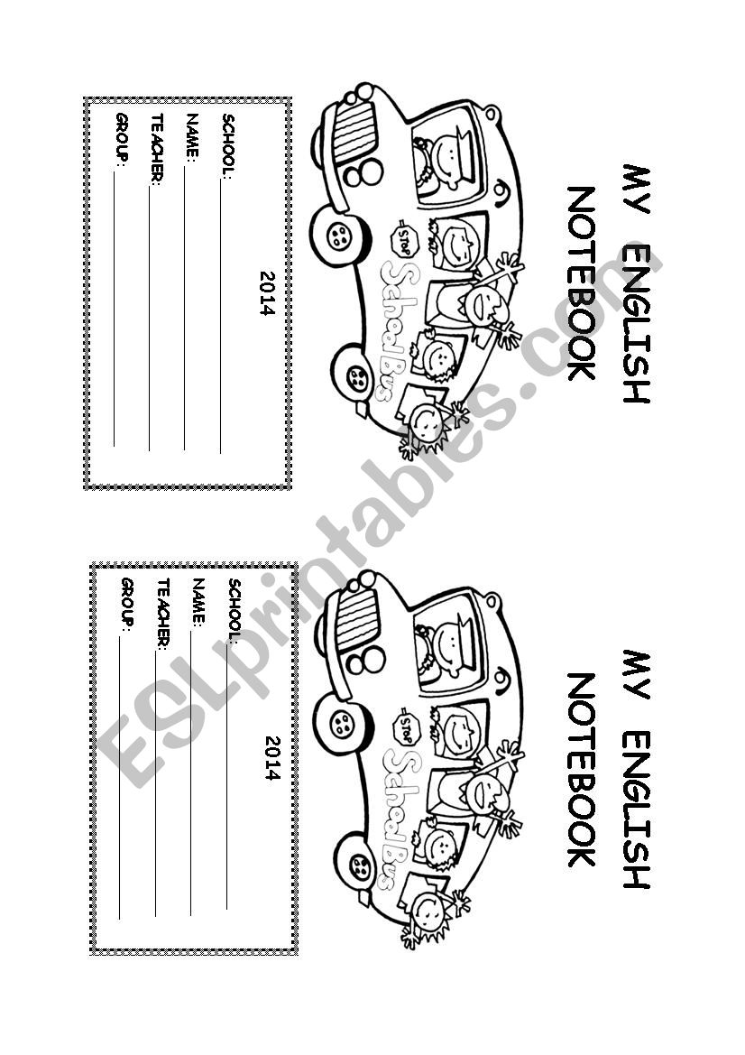 English Notebook Cover worksheet