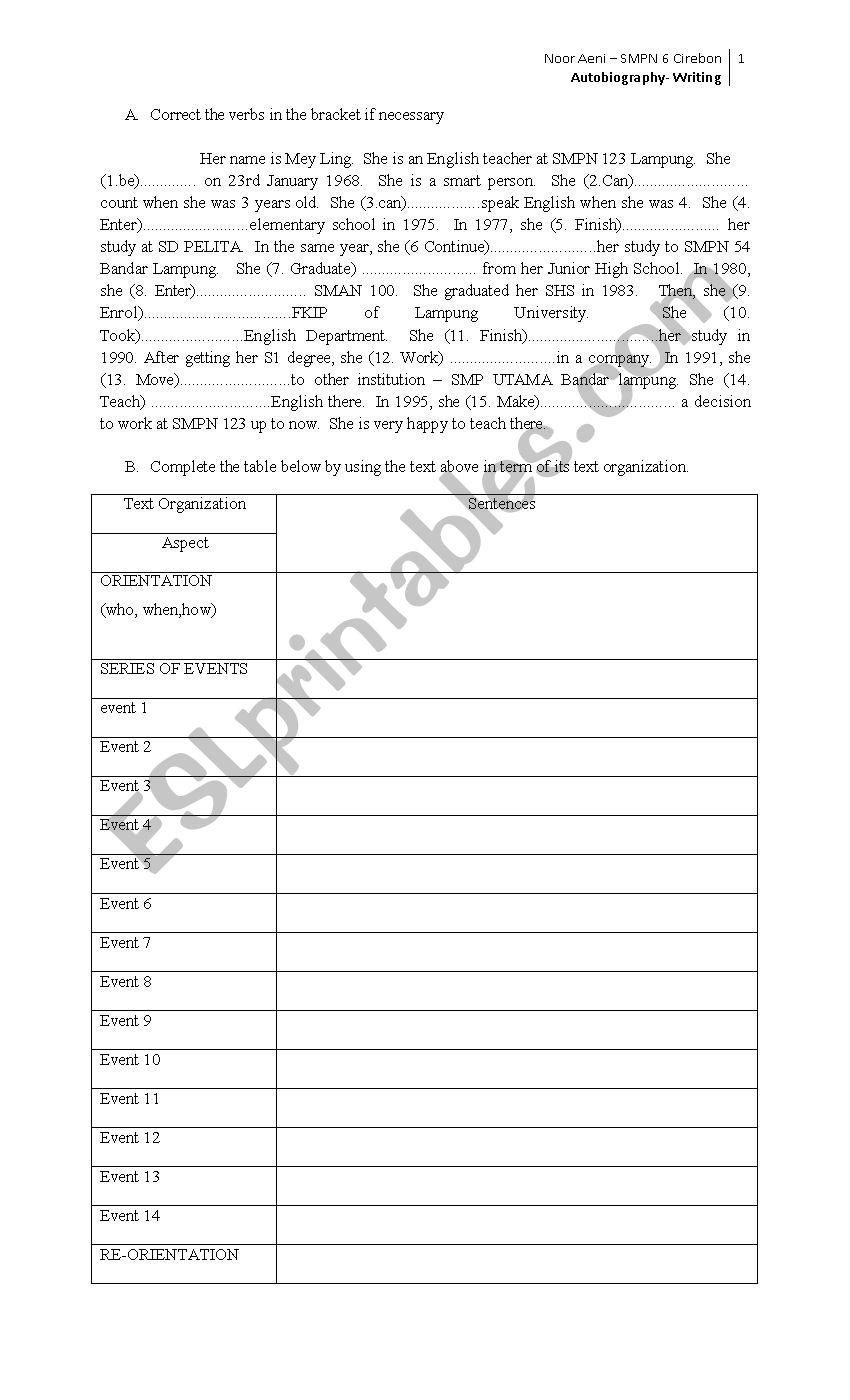 biography of recount text