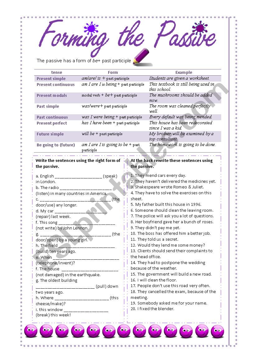 the passive worksheet