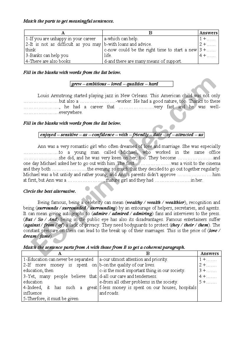 Tasks for the first term test part 2