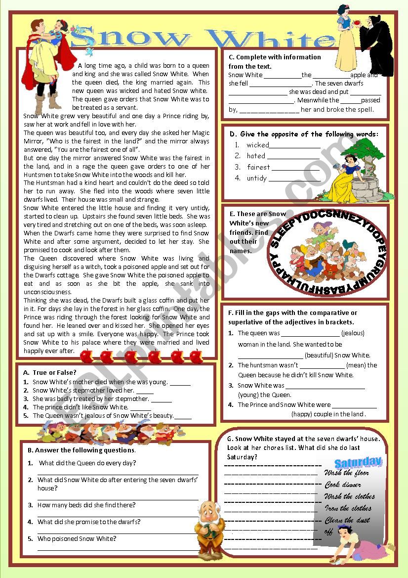 SNOW WHITE worksheet