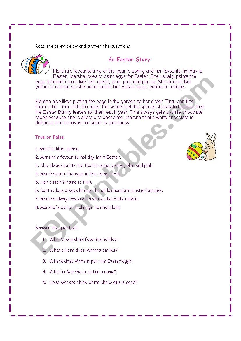 Easter Story worksheet