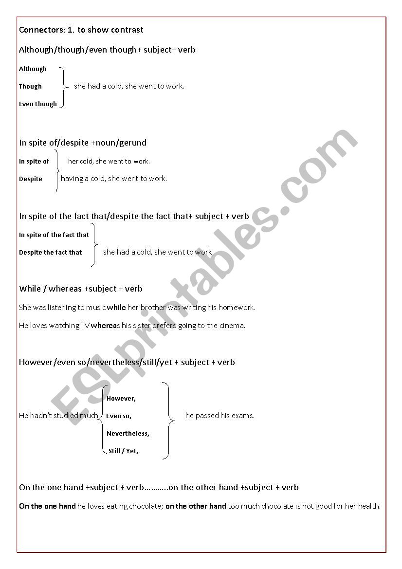 Connectors worksheet