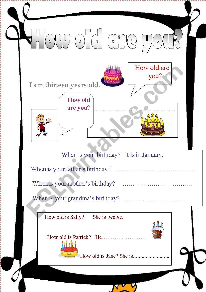 how old are you? worksheet