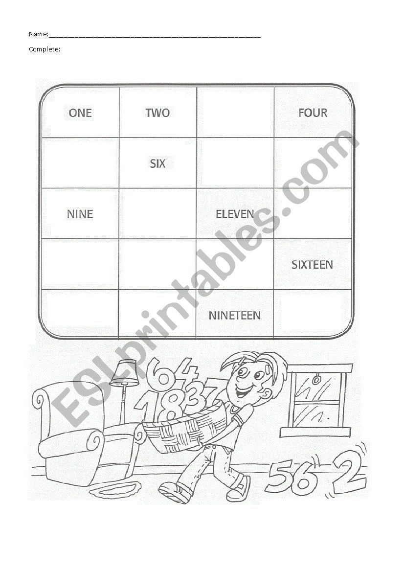 Numbers worksheet