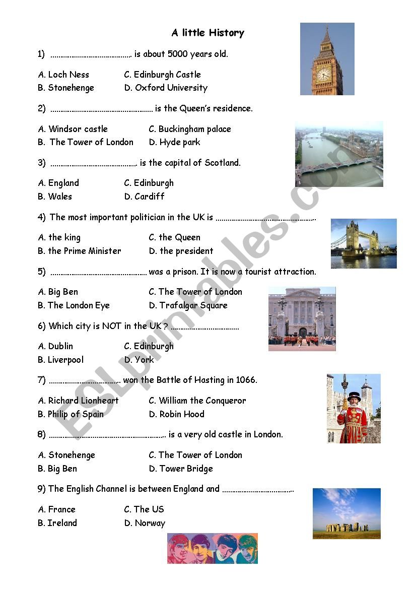 A little History worksheet