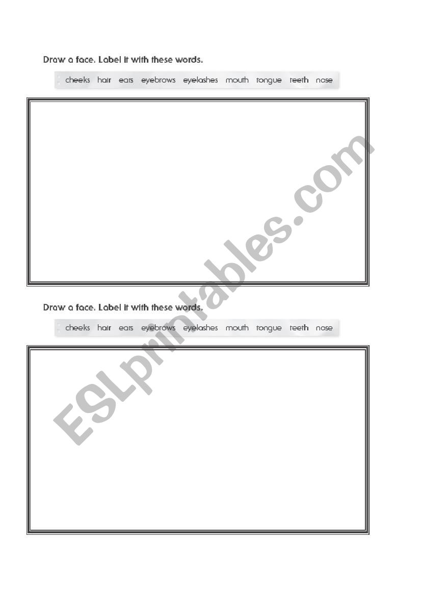 Draw and label the face worksheet