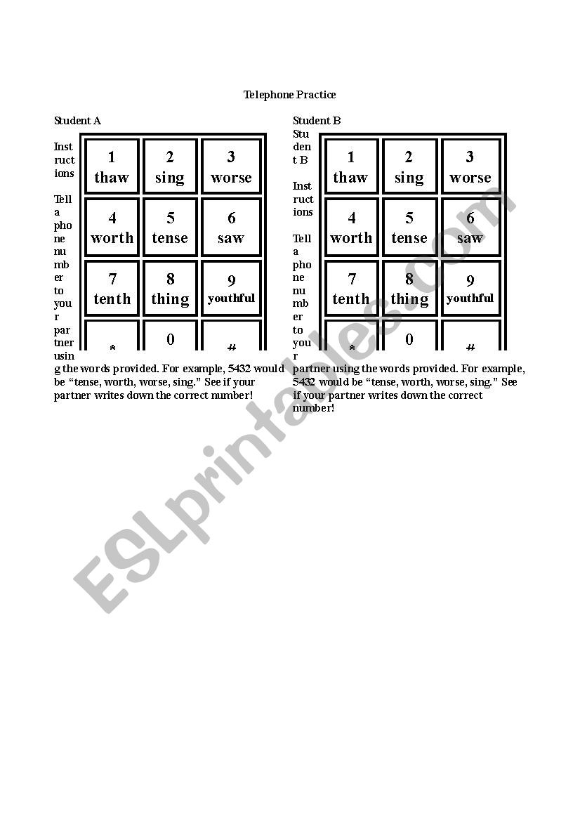 th/s/Ɵ Class Activity Telephone Game