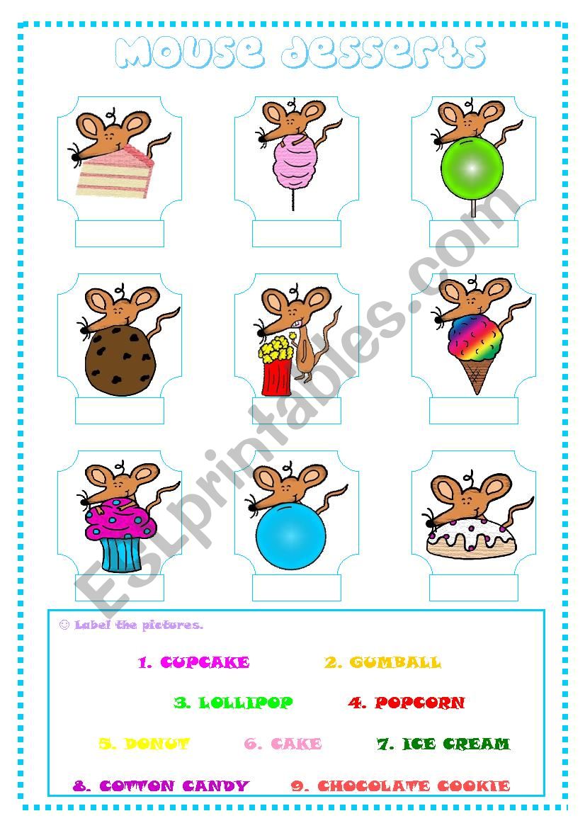 Desserts worksheet