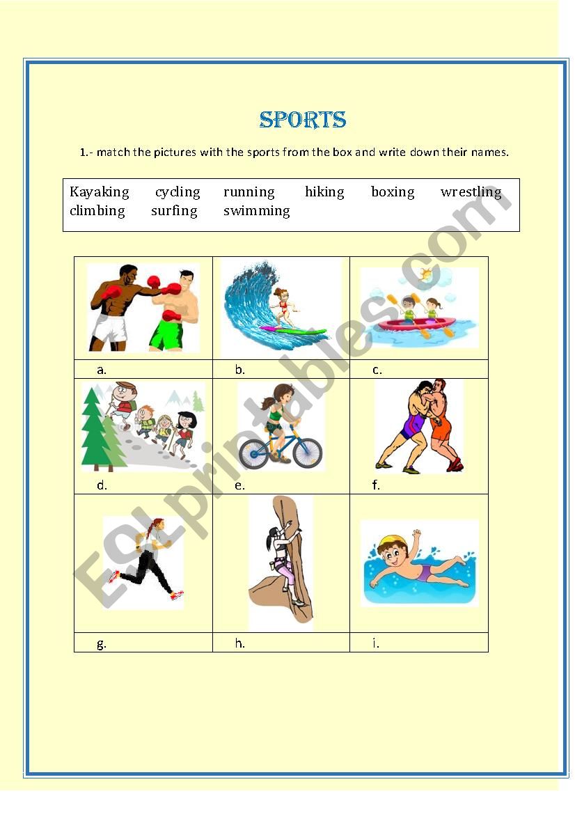 sports worksheet