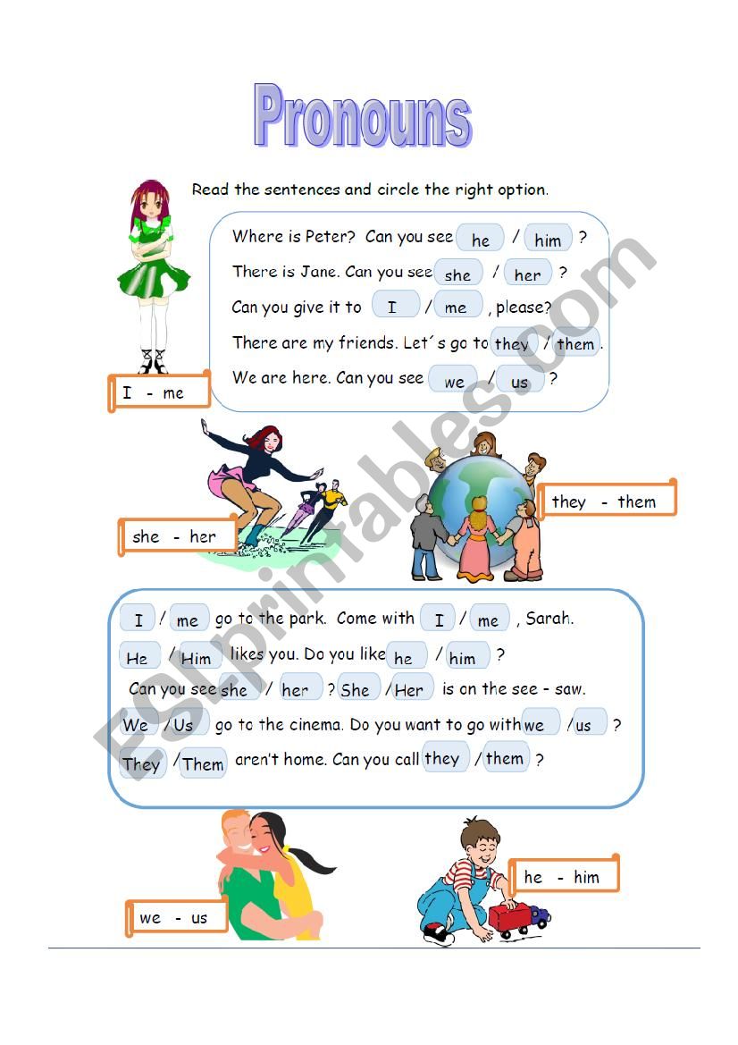 Pronouns worksheet