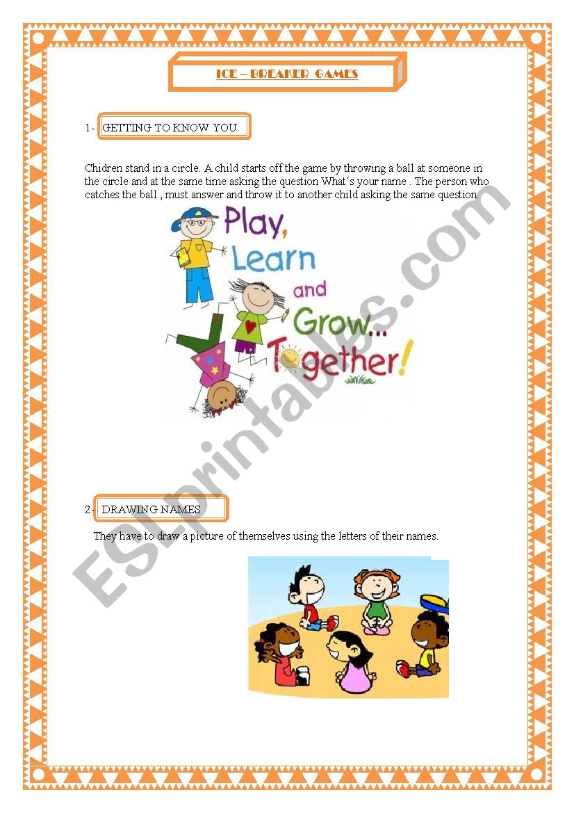 Ice - breaker games. worksheet