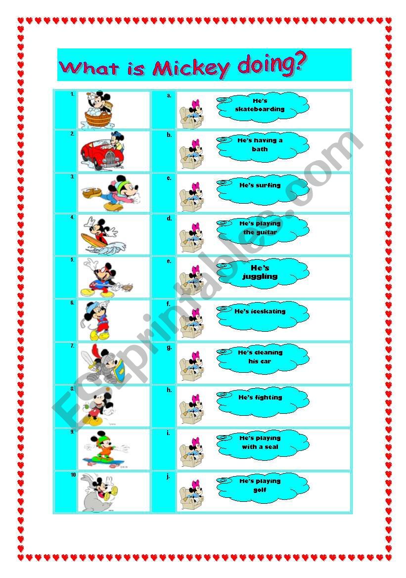 What is Mickey doing? worksheet