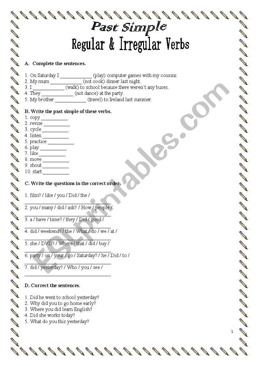 Past Simple - Regular and Irregular Verbs