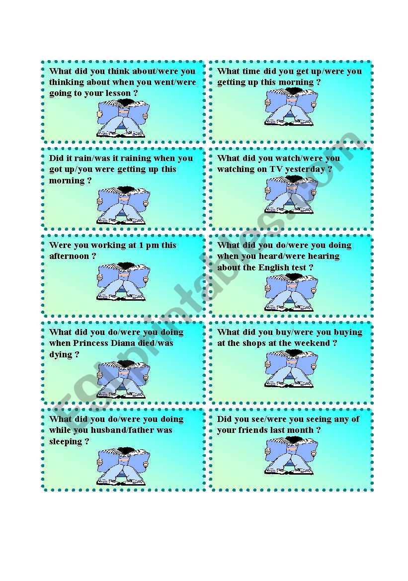 Past simple or continuous question cards 2