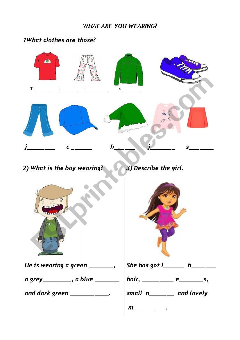 Clothes - describing a person worksheet