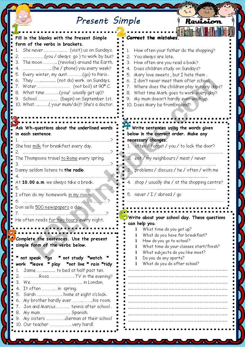 Present Simple Revision worksheet