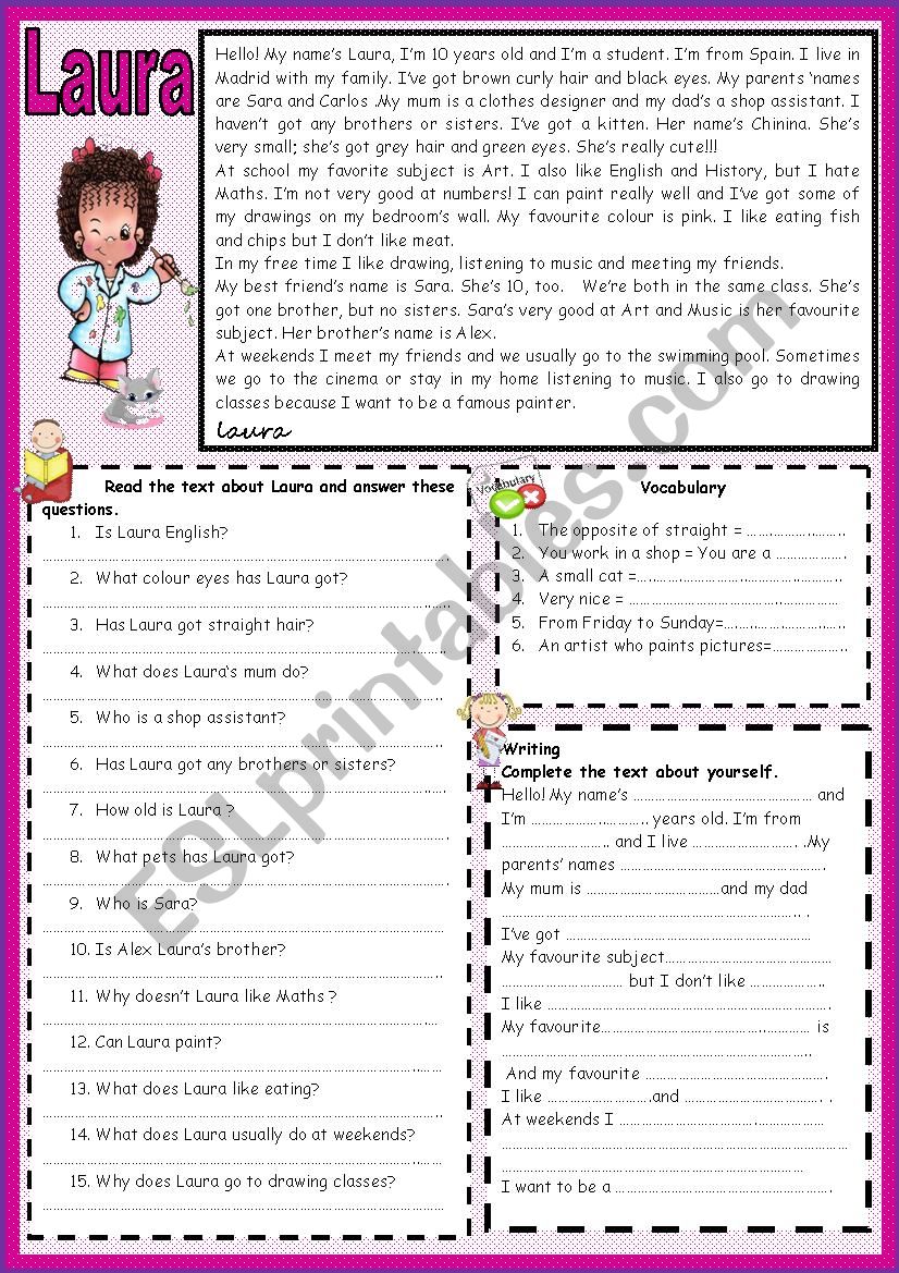 All About Laura worksheet