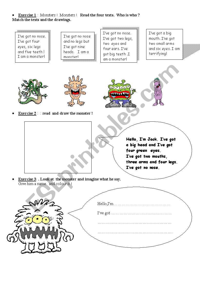 Monters worksheet