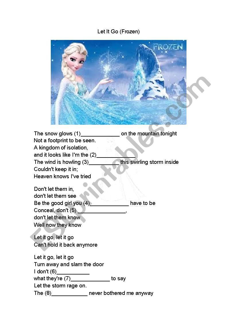 Let It Go (Frozen) worksheet