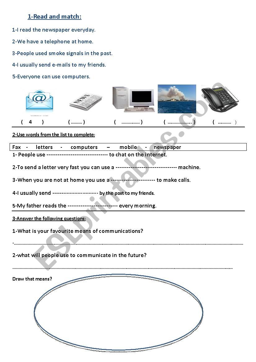 means of communications worksheet