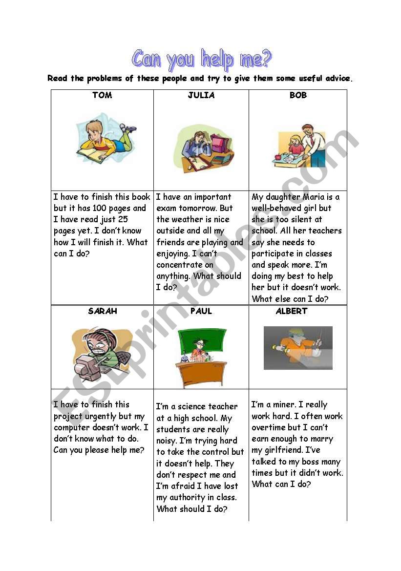 modals for advice worksheet