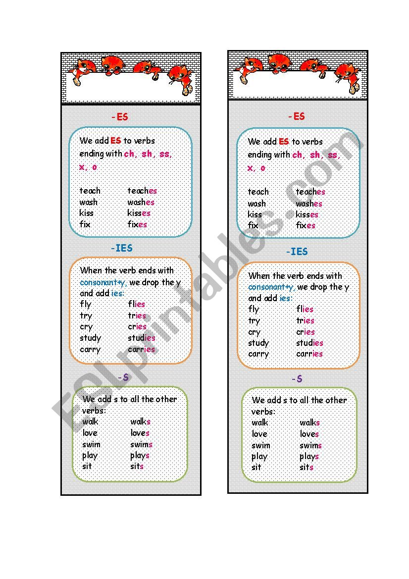 Present Simple - Bookmark worksheet