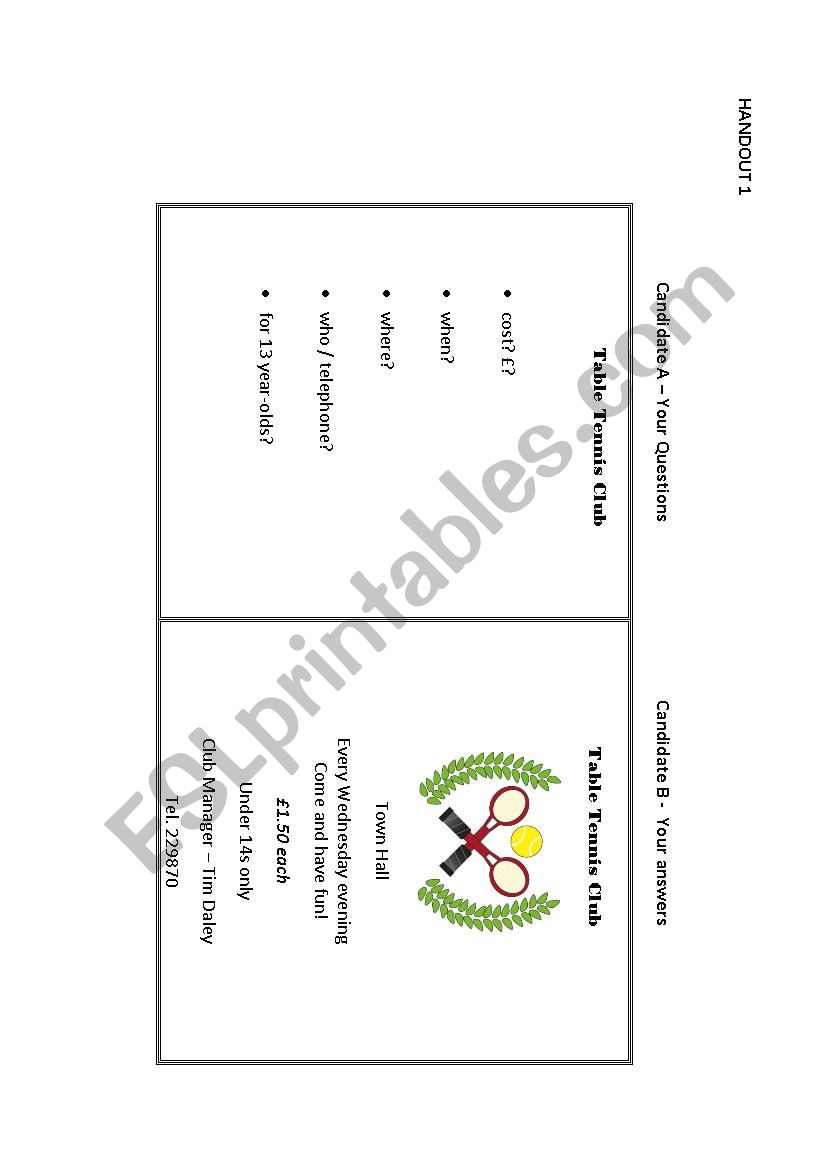 Speaking Cards worksheet