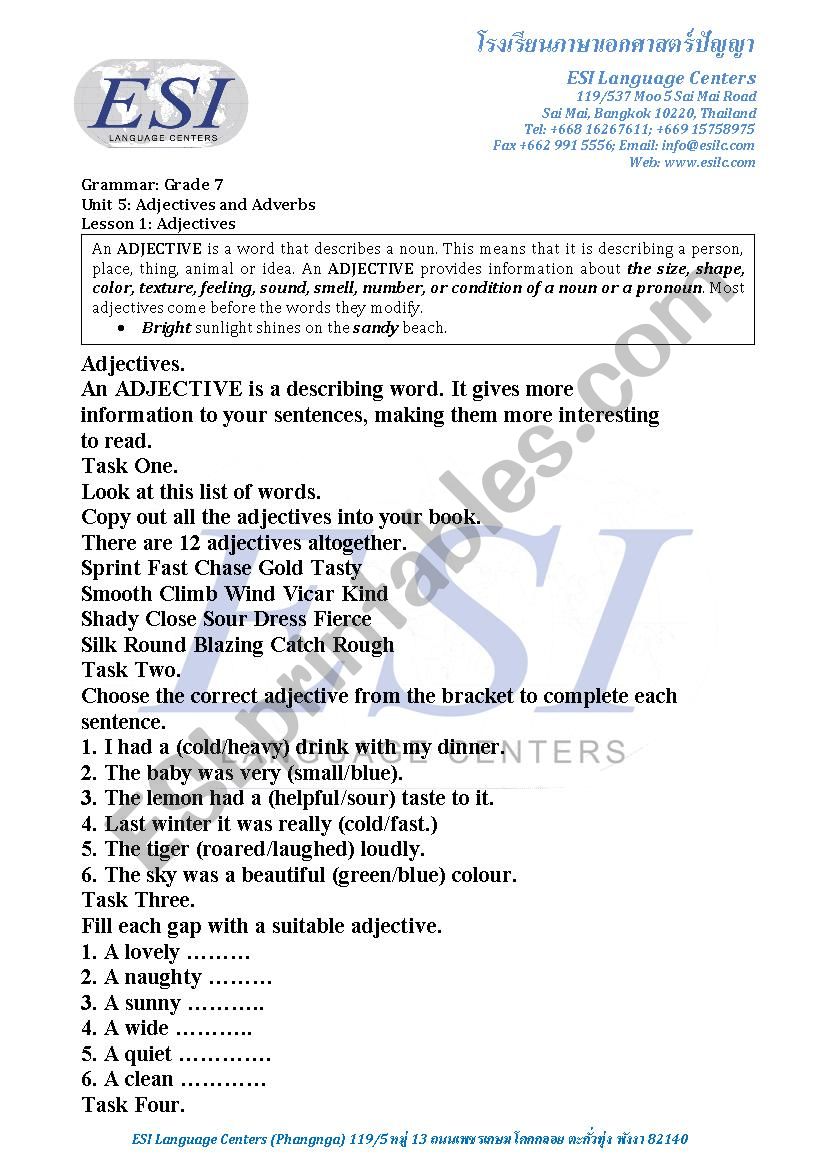 Grammar worksheet