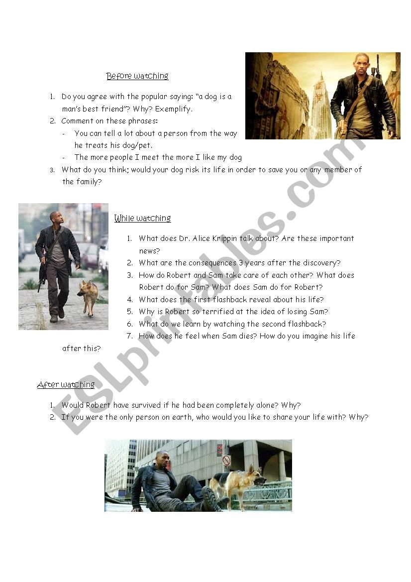 I am Legend worksheet