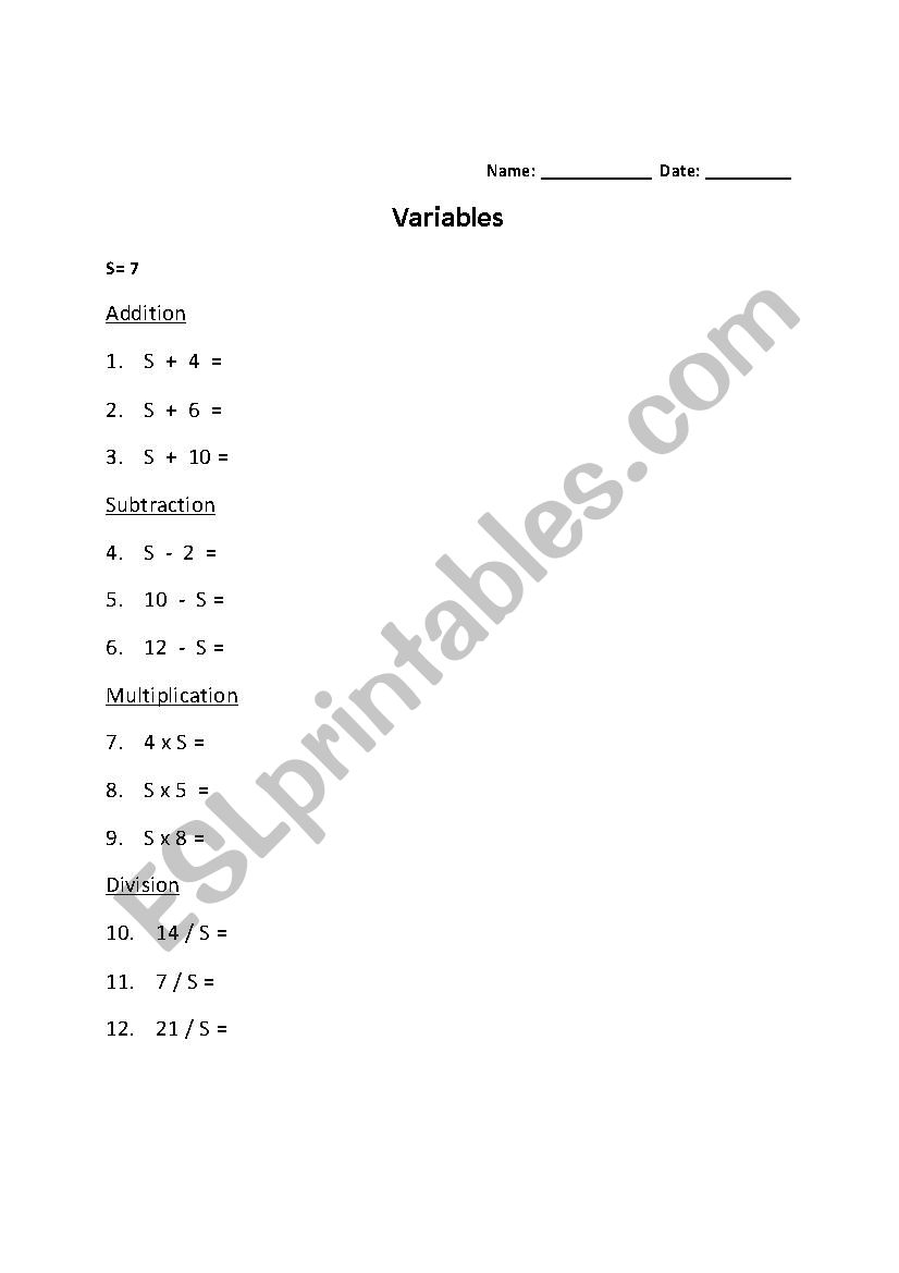Find the missing number worksheet