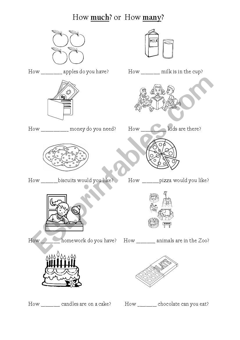 How much? How many? worksheet