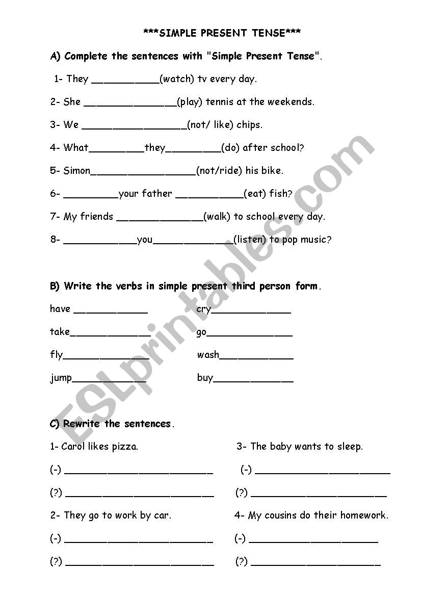 Simple Present Tense worksheet