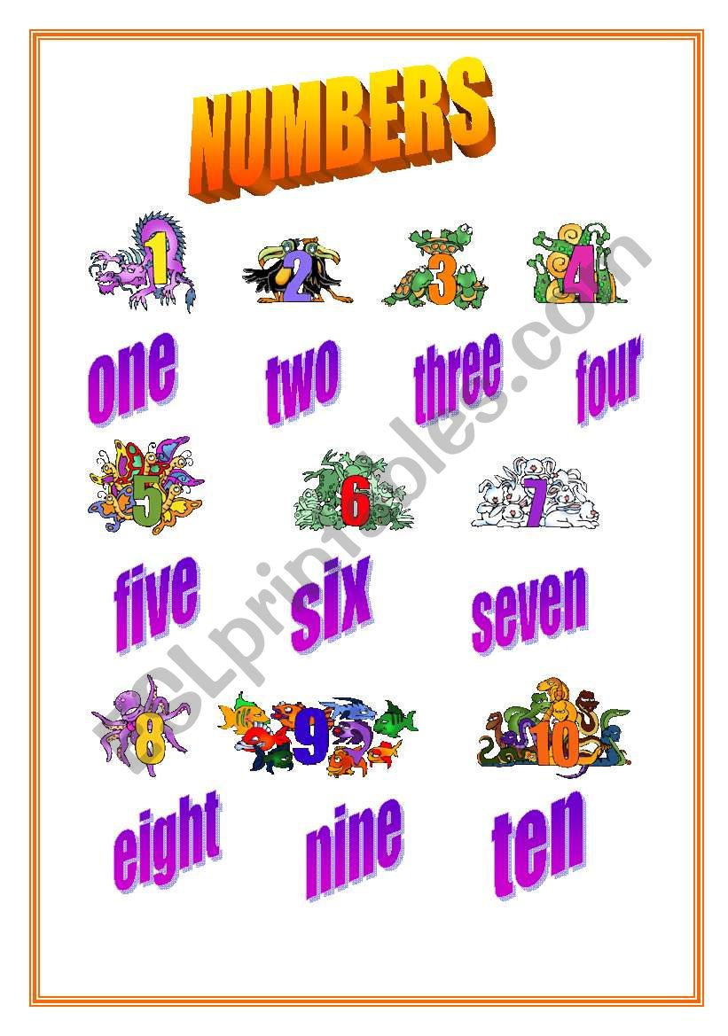 NUMBERS POSTER worksheet