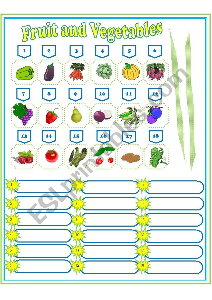 Fruit and Vegetables worksheet