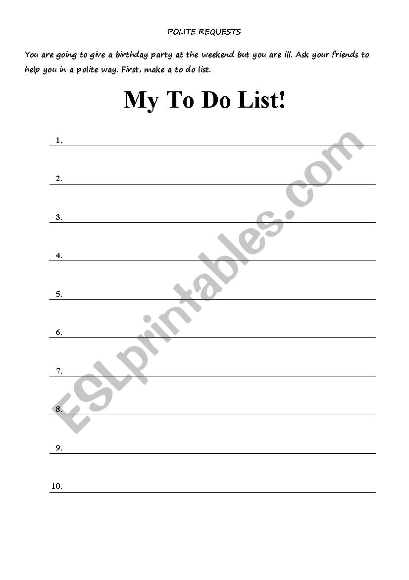 POLITE REQUESTS  worksheet