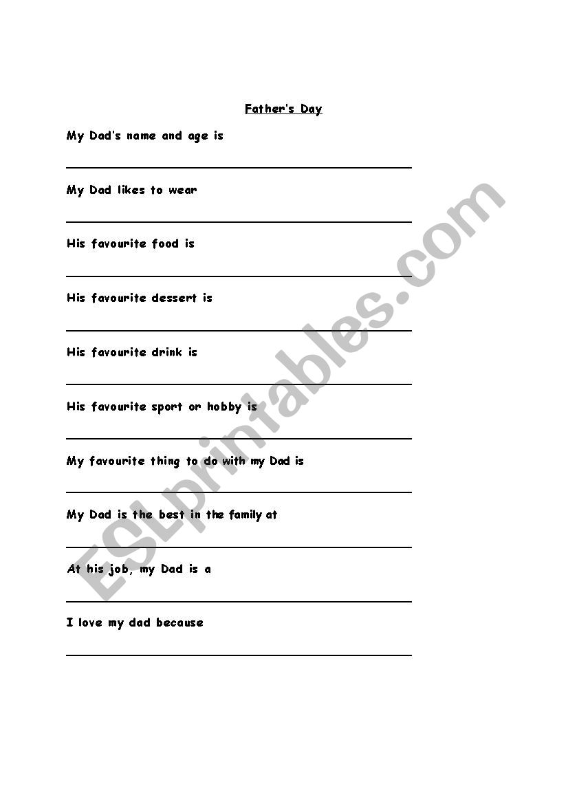 Fathers Day  worksheet