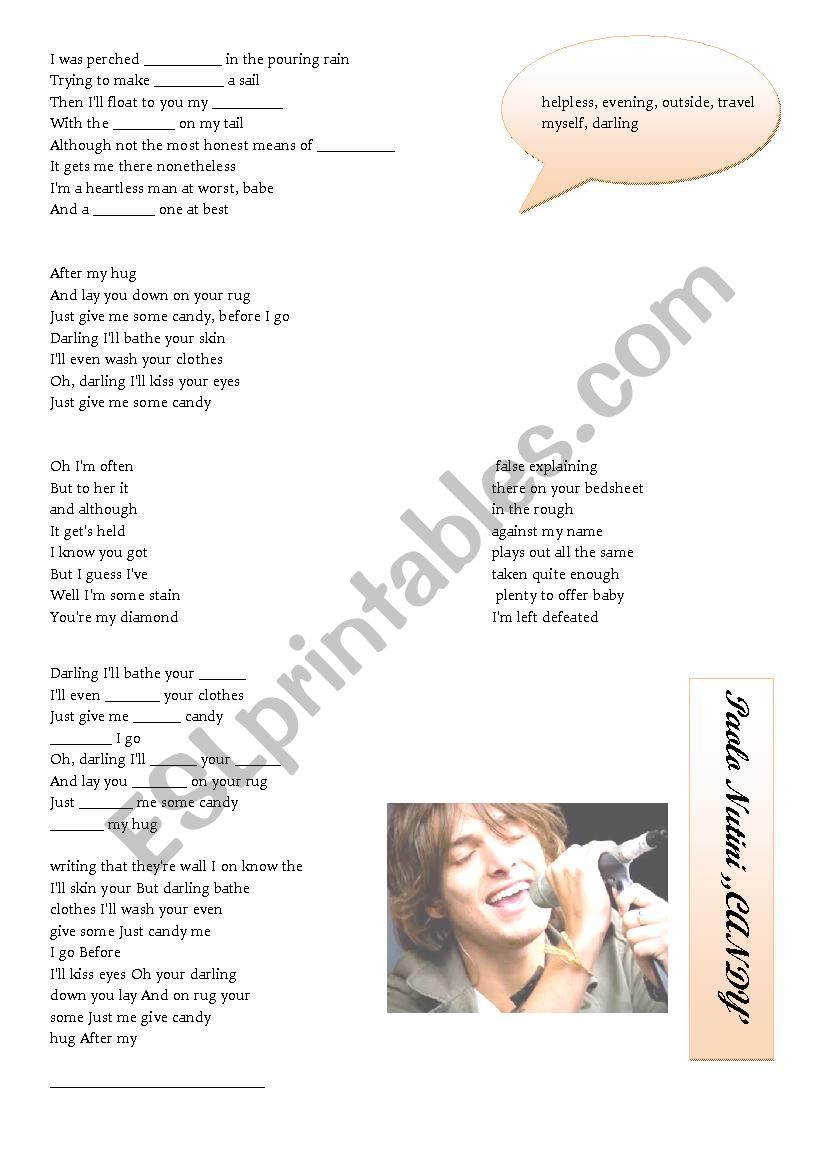 Paolo Nutini CANDY listening worksheet