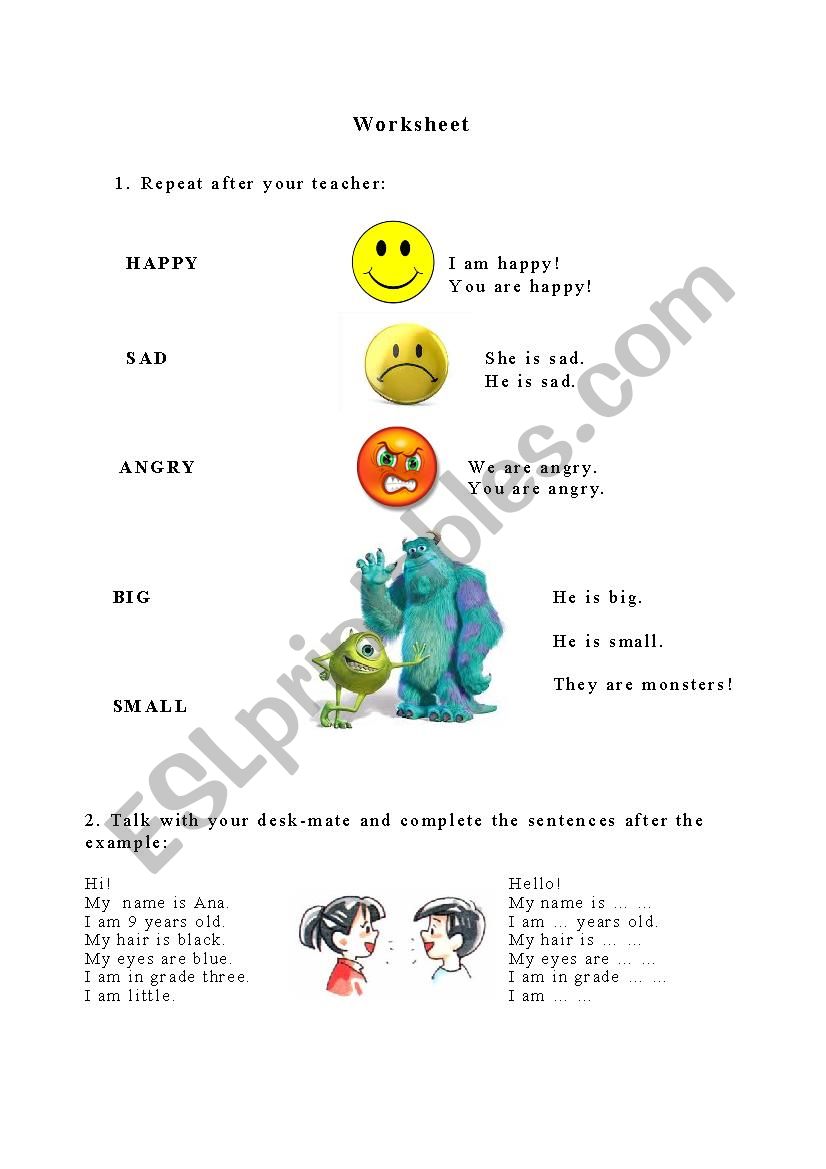 Adjectives worksheet